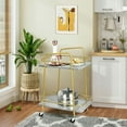 thumbnail image 3 of Spaco 2-tier Kitchen Rolling Cart with Steel Frame and Lockable Casters-Gray, Kitchen Island, Kitchen Island with Storage for Kitchen,Dinning Room, 3 of 10