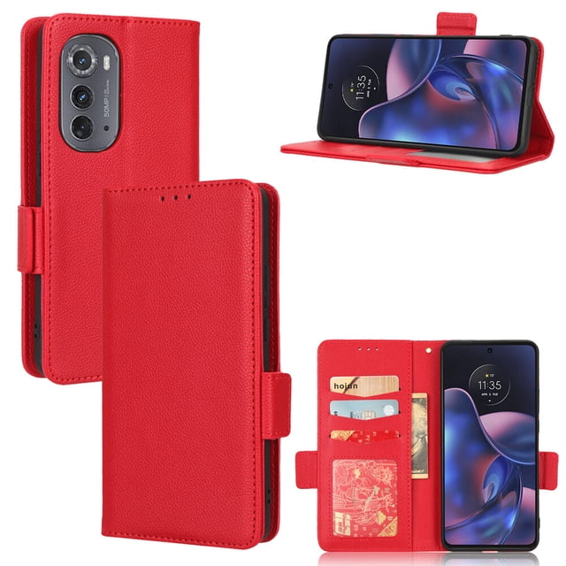 Motorola Edge 2022 Case , PU Leather Flip Cover Card Slots Magnetic Closure Wallet Case for Motorola Edge 2022