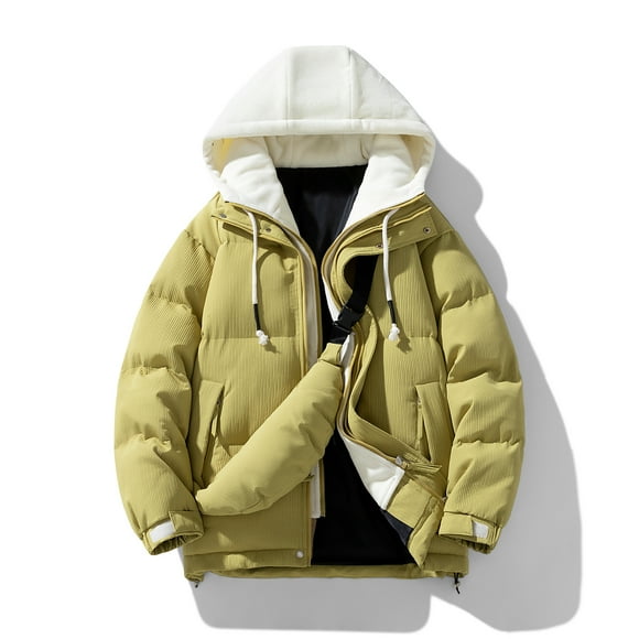 Veste en Coton à Capuche Deux Pièces Hiver Épaissie Paragraphe Vêtements en Coton Polyvalent Manteau Chaud avec Sac (Vert Clair, 2TG)