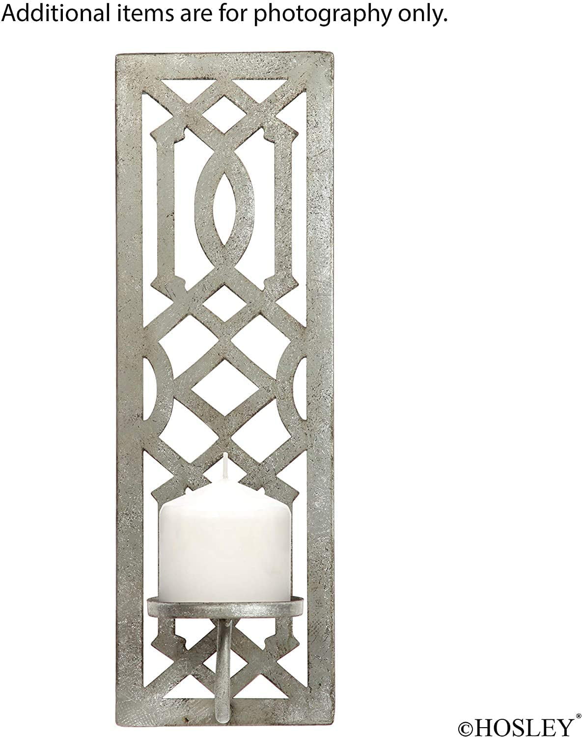 Gardens O4 Ideal Gift Wedding Special Occasions Home Office Spa Aromatherapy Hosley Set of 2 Iron Wall Pillar Candle Sconce 16.5 Inch High Mid Century Modern Silver