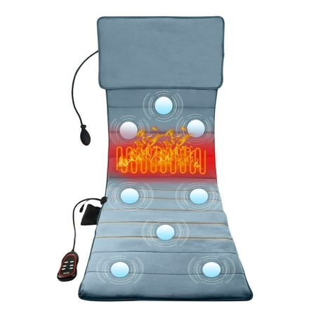 full body massage mat with heat and pillow, neck waist back multifunctional massage cushion - 9 vibration motors therapy waist heating pad airbag massage for full body back lumbar leg pain relief