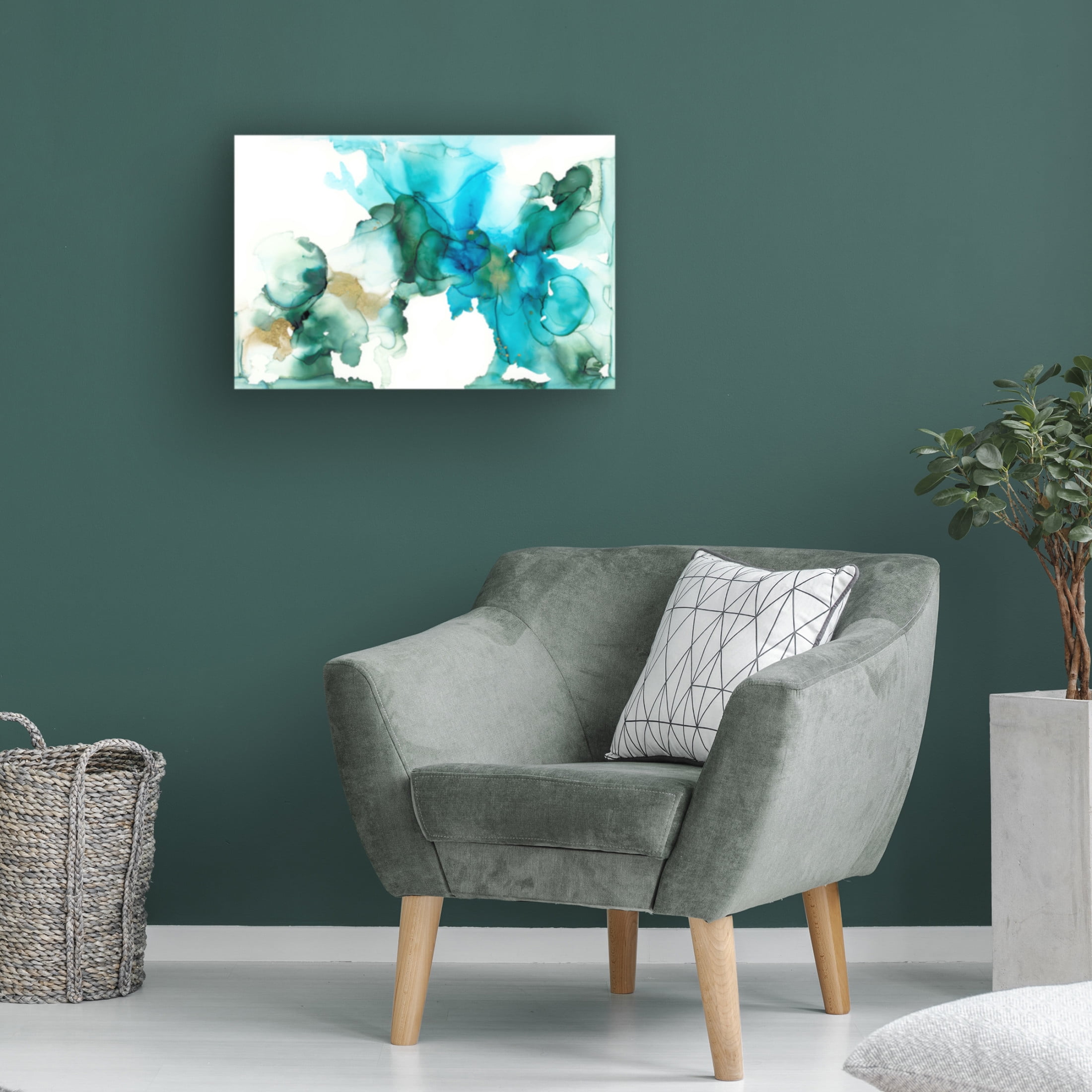 Canvas Wall Art - Jennifer Goldberger 'Aqua Bloom II' Wall Art for Living Room, Bedroom, or Office Décor by Trademark Fine Art - 47 x 30 Inches