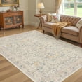 thumbnail image 5 of UERMEI 8x10 Large Area Rugs for Living Room, Indoor Washable Rug, Floral Area Rugs for Bedroom Home Office Decor Dining Room Carpets, Non Slip Low Pile - Pink/Beige/Blue(Distressed), 5 of 14