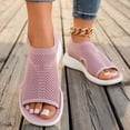 thumbnail image 2 of Rokment Womens Knit Mesh Athletic Orthopedic Slingback Sandals Open Toe Slip on Casual Wedge Shoes Breathable Comfortable Walking Sneakers Summer Pink Size 8.5, 2 of 7