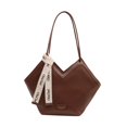 thumbnail image 4 of Bolso de mano de cuero para mujer, elegante y espacioso, con interior bajo el brazo y cremallera. Café, 4 of 9
