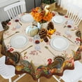 thumbnail image 3 of Round Thanksgiving Tablecloth 60 Inch, Fall Tablecloths Thanksgiving Pumpkin Turkey Washable Table Cover, Autumn Decoration Table Cloths Decor for Party Picnic Dinner, 3 of 6