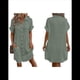 thumbnail image 3 of Vestido Túnica Holgado Informal de Verano para Mujer, de Algodón y , con Botones, Escote en V, Corta, Color Gris y Verde Talla M, 3 of 7