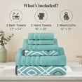 thumbnail image 6 of Modern Threads Oxford 6-Piece Cotton Towel Set, Aqua, 6 of 7