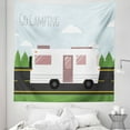 thumbnail image 1 of RV Tapestry, Summer Camp Concept Motorhome on the Road Outdoor Activity and Vacation Illustration, Fabric Wall Hanging Decor for Bedroom Living Room Dorm, 5 Sizes, Multicolor, by Ambesonne, 1 of 1