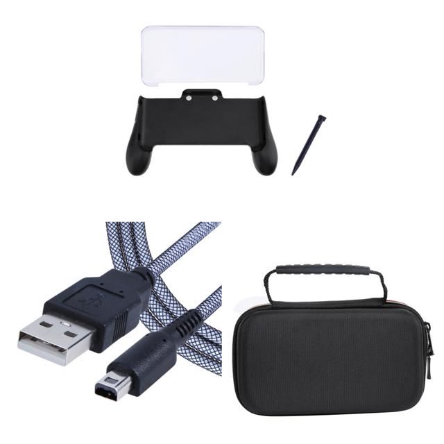 3 en 1 Agarre Mano+caja Cristal+bolígrafo Plástico para Nuevo 2ds Ll Xl