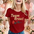 thumbnail image 2 of WEIWEN Team Bride T Shirts for Women Flower Wreath Flowers Engagement Gift Womens Summer Tops Going Out Clothing Brick Red, M, 2 of 4