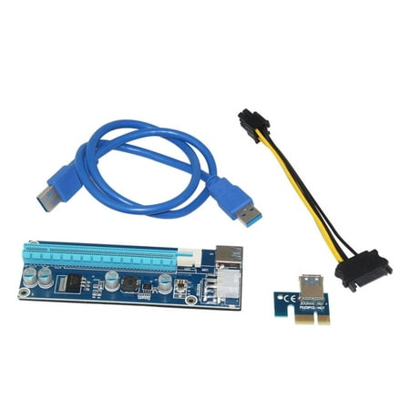 

PCI-E 1X to 16X Enhanced Powered Riser Adapter Card USB 3.0 Extension Cable Adapter Power Cable