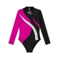 thumbnail image 3 of YEAHDOR Kids Girls Ballet Leotard Long Sleeve Rhinestones Figure Skating Performance Bodysuit Dancewear Hot Pink 4, 3 of 5