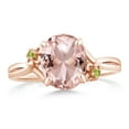 thumbnail image 2 of Gem Stone King 2.42 Ct Oval Peach Nano Morganite Green Peridot 18K Rose Gold Plated Silver Ring, 2 of 4