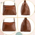 thumbnail image 6 of Menolana 2xLadies Cross Body Bag PU Leather Bag Shoulder Handbag Long Strap Brown, 6 of 11