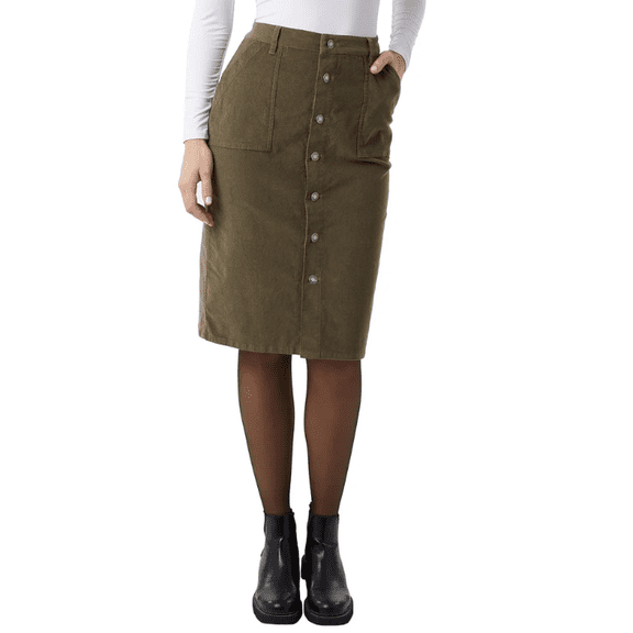 32 Degrees Women's Corduroy Midi Skirt Green Small
