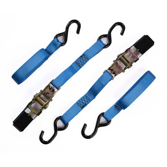 2 Pack Blue Ratchet Tie Down Motorcycle Strap 1 in x 10 ft 1300lbs 1x10 600Kg