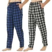 LANBAOSI 2 Pack Men's Flannel Plaid Pajama Pants Lounge PJ Bottoms Size XL