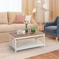 Alpha Joy Rustic Wooden Solid Coffee Table with Storage Shelf for ...