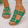 thumbnail image 4 of IEMIEMIEM Women's Wedge Sandals Slip 2026 Summer Sandals with Metallic Accents Comfortable Dressy Platform Wedges Casual Daily Walking Green 8 Wide, 4 of 5