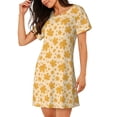 thumbnail image 2 of Xecao Autumn Fall Yellow Leaves for Women's Loose Nightgown Sleepwear Short Sleeves Shirt Casual Print Sleepdress, 2 of 6