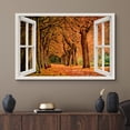 thumbnail image 2 of wall26 Canvas Print Wall Art Window View Path Through Orange Leaf Autumn Forest Wilderness Nature Photography Realism Scenic Landscape Colorful Multicolor for Living Room, Bedroom, Office - 24"x, 2 of 5