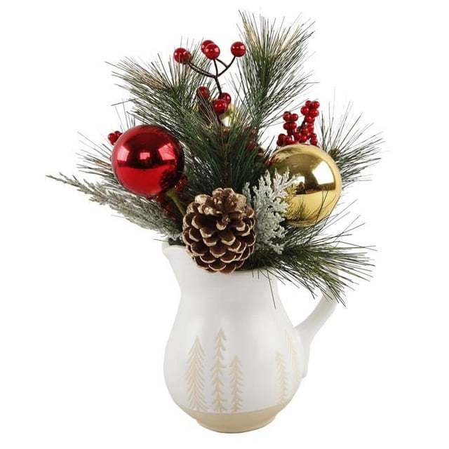 Flora Bunda CH1875E-WH 14' XMAS Mix in Ceramic Watering Pot