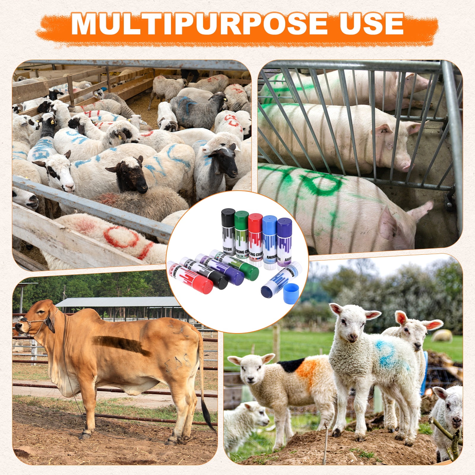 Uxcell 5-Pack Livestock Marker, 11.6 cm/4.6 Inches Medium Animal Crayons for Pig/Cattle/Cow/Sheep Supplies [Black]
