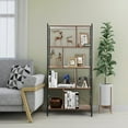 thumbnail image 2 of Giantex Industrial Style Bookshelf, Free Standing Storage Display Shelves, Study Storage Rack, Bookcase w/Dividers, Wood Shelving Unit for Home Office, 2 of 8