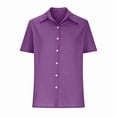 thumbnail image 2 of Aricy button down shirts for women plus size Casual Short Sleeve Loose Fit V-Neck Linen Work Blouse Tops with Pocket, Button On Shirt, 2 of 5