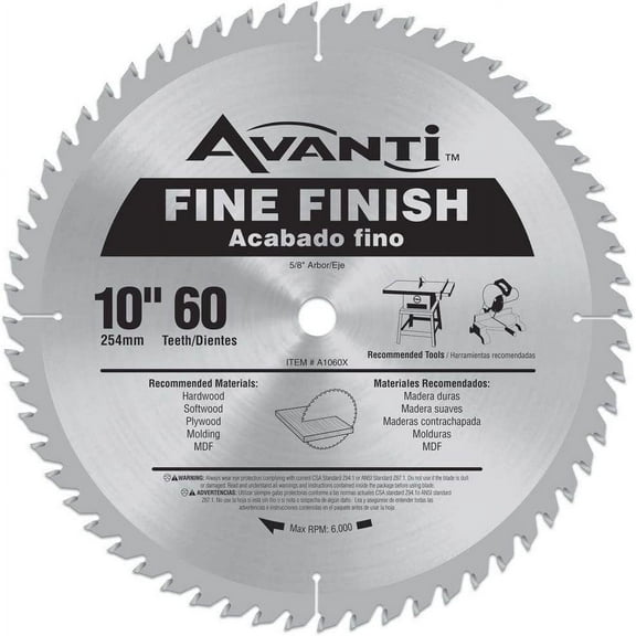 AVANTI 10 in. x 60 Tooth Fine-Finish Circular Saw Blade