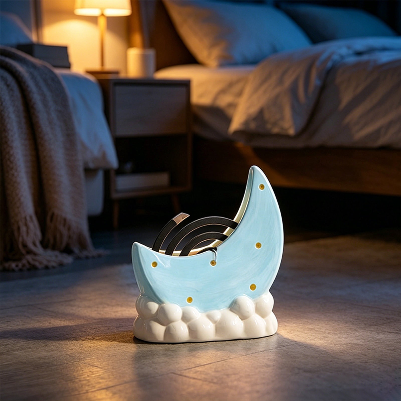 CSSJKYJ Ceramic Cute Kawaii Coil Holder – Indoor Home Use Fresh & Anti Scalding Heat Incense Burner Stand for Coils(Blue)