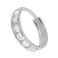 thumbnail image 3 of JewelStop 14k White Gold Single CZ Huggie Hoop Hinged Men's Earring 2x10mm, 3 of 5