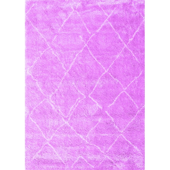 Ahgly Company Indoor Rectangle Trellis Purple Modern Area Rugs, 7' x 10'