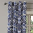 thumbnail image 2 of Ambesonne Moroccan Grommet Curtain, Squares Azulejo Tiles, 50" x 96", Navy Blue Beige, 2 of 6
