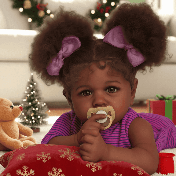 RSG Lifelike Reborn Baby Dolls Black Girl - 20 Inch Soft Cloth Body Baby Dolls Cute Real Life Baby Doll with Gift Box for Kids Age 3 