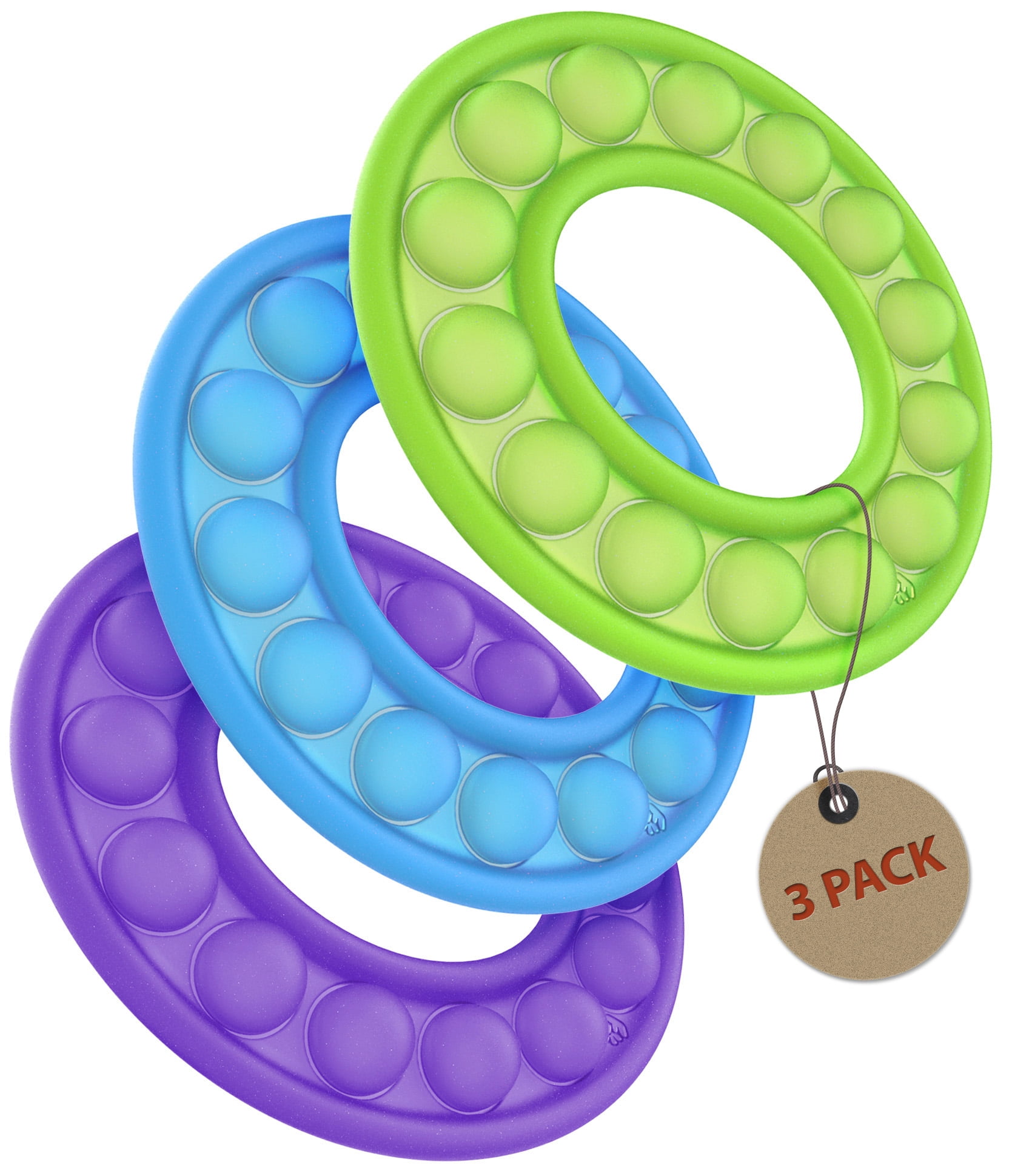 FAVIEE Pop It Fidget Toys 3 Pack Push Toy Bubble Popper Sensory