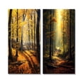 thumbnail image 2 of Designart "Warm Autumn Sunlight Illuminating the Forest I" Forest Wall Art Set Of 2 - Traditional Yellow Gallery Set For Office Decor, 2 of 6
