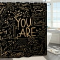 thumbnail image 2 of Kids Quotes Inspirational Bathroom Shower Curtain 72W by 84H Inch Motivational Positive You are Black Copper Gold Child Student Line Art Accessory Polyester 12 Hooks Waterproof Decor, 2 of 5