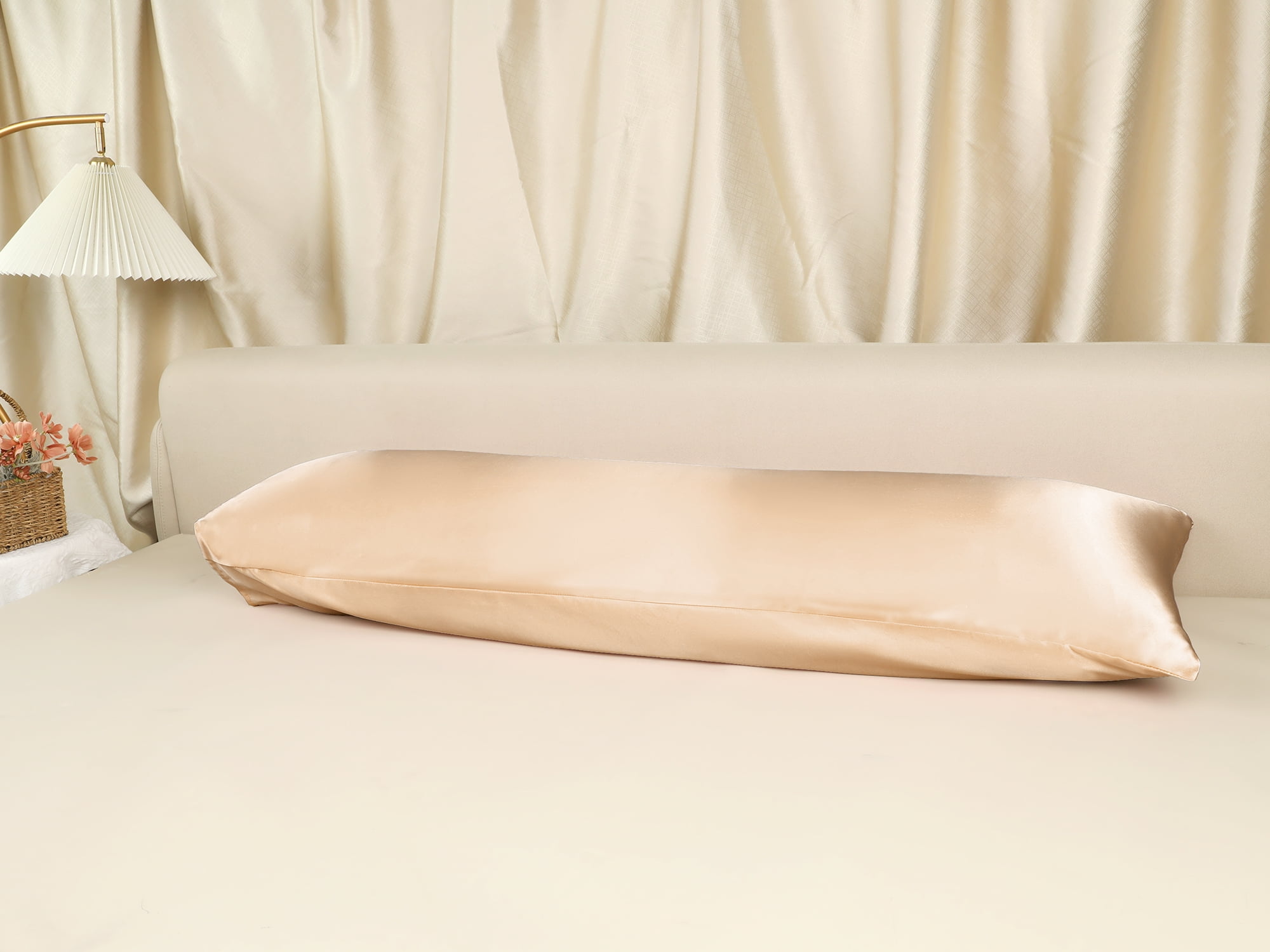 Unique Bargains Satin Pillow Cases Set of 2 Cooling Pillow Covers Khaki