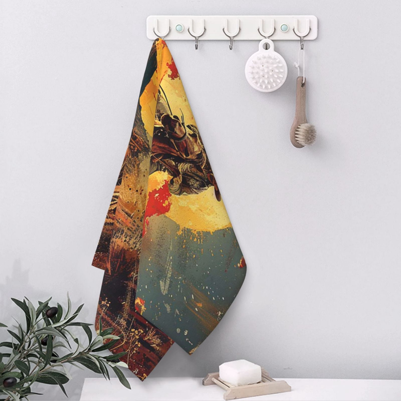 Western Desert Cowboys Vintage Art 27.5" x 16" Ultra Soft Hand Towel, Face Wash Cloth for Bathroom, Gym, Travel, Pool