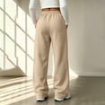 thumbnail image 4 of Women's Oversized Straight Wide Leg Sweat Pants Elastic High Waist Soft Wrinkle Resistant Loose Floor Fit Khaki L, 4 of 9