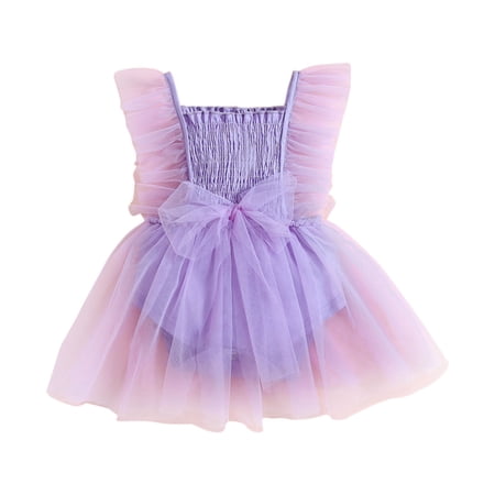 Mercatoo Baby Girl Summer Clothes 𝐍ewborn Romper Tulle Tutu Dress Cute Toddler Birthday Dresses I𝐧fant Photoshoot Outfit