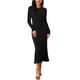 thumbnail image 2 of VESTIDO DE SUÉTER DE MANGA LARGA PARA MUJER INSPIRE CHIC, CUELLO REDONDO, TEJIDO DE CANALÉ, PLISADO EN A, VESTIDOS MIDI L NEGRO, 2 of 6