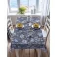 thumbnail image 3 of Navy Blue Floral Rectangle Tablecloth, Ethnic Tribe Abstract Art Flowers Waterproof & StainResistant Tablecloth, Washable Oil-proof Table Cover for Dining/Party/Wedding/Camping/Buffet 60x84 In, 3 of 9