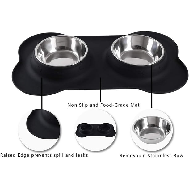 alimentos para mascotas Pet Dog Bowls 2 Stainless Steel Dog Bowl with No Spill Non-Skid Silicone Mat Food Feeder Bowls for Feeding Large Dogs Cats Puppies Zhivalor YBY052-1