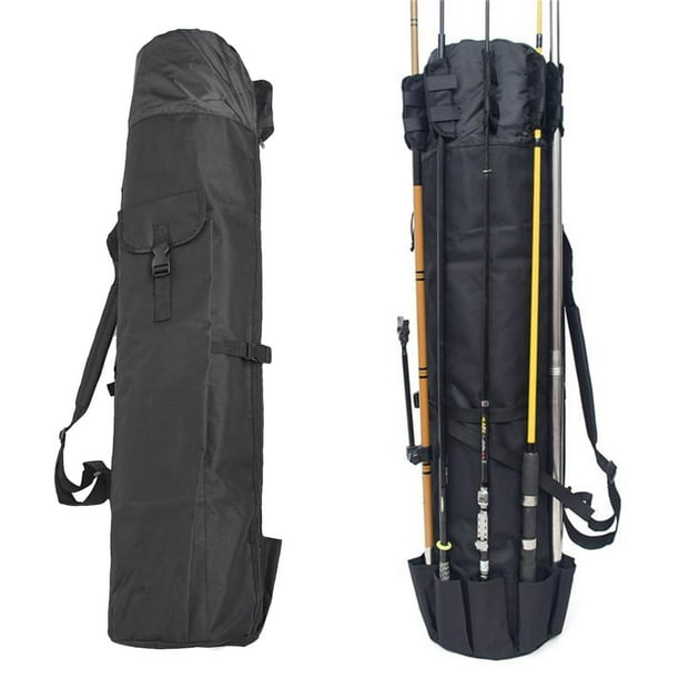 123x34cm Folding Fishing Rod Case Fishing Tackles Reels Carrier Organizer Pole  Storage Bag Fishing Rod Case with Tie Strap, Black 
