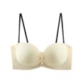 thumbnail image 4 of Women's Strapless Closure Push-Up Bra Padded Bandeau Bras Wavy Trim Seamless Bralette White S, 4 of 5
