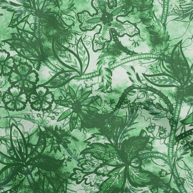 oneOone Silk Tabby Green Fabric Abstract Floral Sewing Craft Projects Fabric Prints By Yard 42 Inch Wide