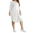 thumbnail image 4 of Gvmfive Women Casual Solid Long Sleeve Criss Cross V Neck Loose Dress Plus Size, 4 of 6